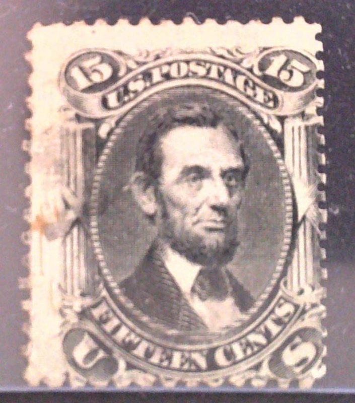 Scott #77 - VG - 15c Black - Lincoln - Used - 1866