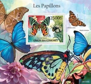 COMORES 2011 SHEET BUTTERFLIES I PAPILLONS SCHMETTERLINGEN FARFALLE cm11101b