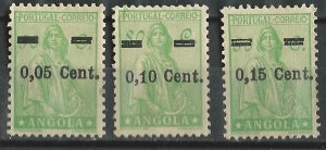 Angola # 271-273  Surcharges 1938 (3) VF Unused