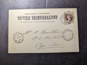 1894 British Bechuanaland Overprint Postcard Cover Taungs to Cape Town S Africa