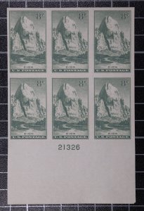 Scott 763 8 Cents Zion Plate Block Of 6 P# 21326 NGAI SCV $35.00