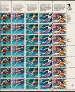 1992 Winter Olympics 29c Sc 2611-15 2615a MNH full sheet of 35