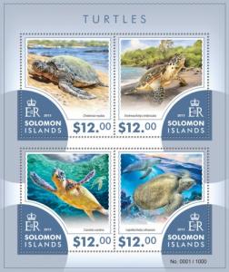 SOLOMON ISLANDS 2015 SHEET TURTLES REPTILES MARINE LIFE slm15404a