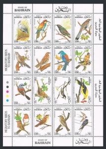 Bahrain 382 ap sheet,MNH.Michel 455-466 bogen. Indigenous birds 1992