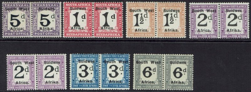 SOUTH WEST AFRICA 1927 POSTAGE DUE SET + 2D SHADE PAIRS