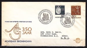 Netherlands, Scott cat. 423-424. University and.Coat of Arms. First day cover.