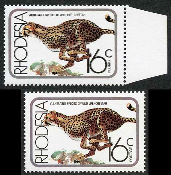 Rhodesia ZWE1064 1976 16c Cheetah Variety DOUBLE PRINTING U/M