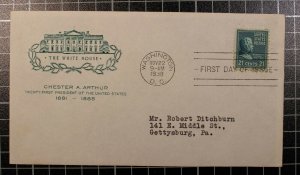 Scott 826 - 21 Cents Arthur House Of Farnam FDC - Typed Address Planty 826-45