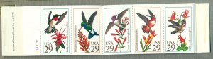 US: 1992 HUMMINGBIRDS; Complete Booklet of 20 Sc 2642-46; 29 Cents Values