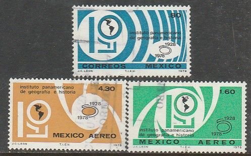 MEXICO 1162, C574-C575, PanAm Inst. of Geography & History USED. F-VF. (1347)