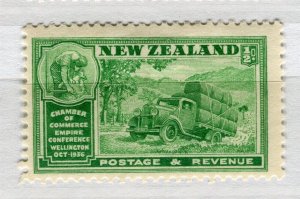 NEW ZEALAND; 1936 early Commerce issue fine Mint hinged 1/2d. value