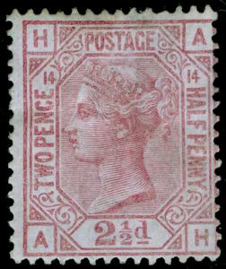 SG141, 2½d rosy mauve plate 14, M MINT. Cat £525. AH