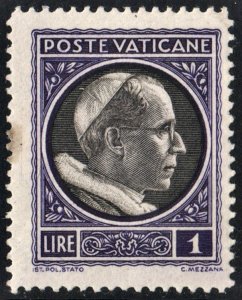 Vatican City SC#73 1£ Effigy of Pius XII Facing Right (1940) *MNH