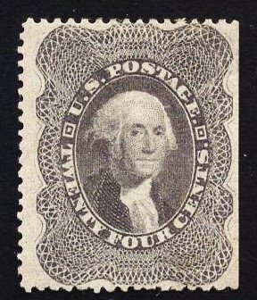 US Stamp #37 24c Gray Lilac Washington MINT HINGED SCV $1450