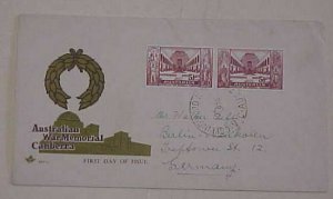 AUSTRALIA FDC 1958 SE-TENANT COLLINGSWOOD WAR MEMORIAL CACHET ADDRESSED