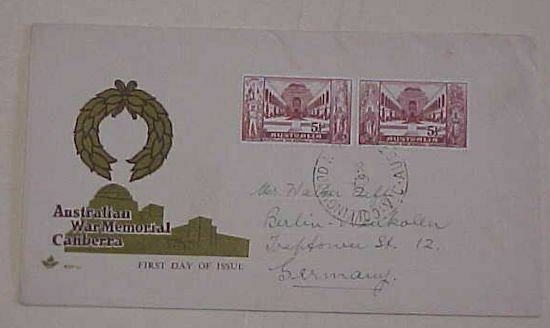 AUSTRALIA FDC 1958 SE-TENANT COLLINGSWOOD WAR MEMORIAL CACHET ADDRESSED