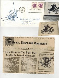 Mrs. Armistead 1 MADE HANDPAINTED TRANSPORTATION COIL 1904 HANSOM CAB + ARTICLES