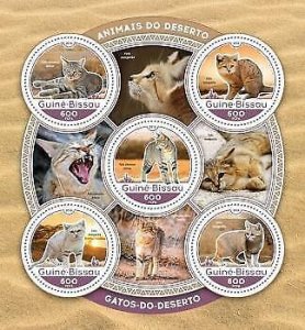 2016 Guinea-Bissau Mnh. Sand Cats. Y&T Code: 6665-6669. Michel Code: 8835-8839