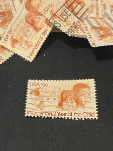 ~~VINTAGE TREASURES ~~ Stamps For Crafting: US Int. yr of Child 15c; 50 Pieces