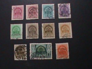 ​HUNGARY-1939 OVER 83 YEARS-VERY OLD-CROWN OF ST. STEPHEN USE STAMPS VERY FINE