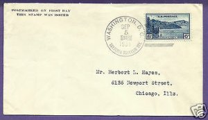 745 NATIONAL PARKS 6c, 1934 WASH. D.C. FIRST DAY COVER, NO CACHET.