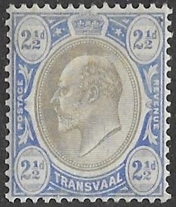 Transvaal # 255  Edward VII   2½d  1902  (1)  Unused VF