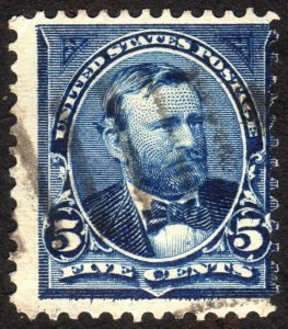 1898, US 5c, Grant, Used, Print error at bottom, Sc 281