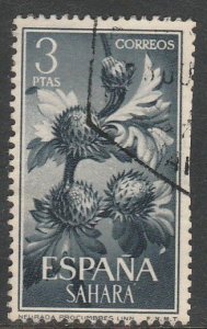SPANISH SAHARA 124, FLOWERS. USED SINGLE. VF. (885)