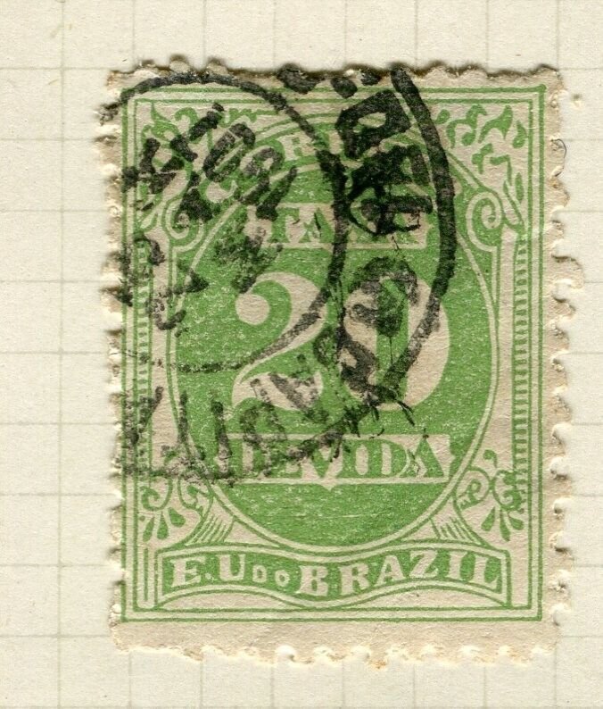 BRAZIL; Early 1900s TAXA DEVIDA issue used 20r. value