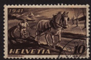 Switzerland 279 Farmer Plowing 1941