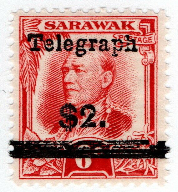 (I.B) Sarawak Telegraphs : Overprint $2 on 6c OP