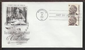 US 1305 Roosevelt Coil Line Pair 1967 Artcraft U/A FDC N811