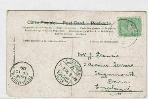 VINTAGE POST CARD , ALEXANDRIA TO TEIGNMOUTH  DEVON 1904 BOTH CANCELS   REF  P12