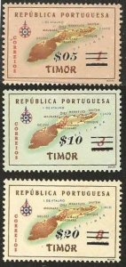 Timor 291-293, mint,  hinge remnants (291 has thins). 1960.   (T100)