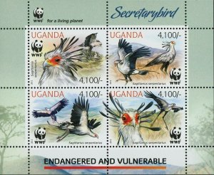 Secretary Bird Stamp WWF Sagittarius Serpentarius S/S MNH #3000-3003