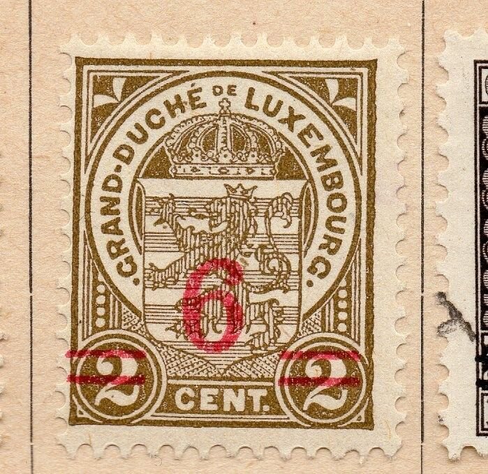 Luxembourg 1922-24 Early Issue Fine Mint Hinged 6c. Surcharged 215175