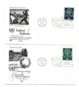 UN NY #81-82  4c & 8c  Fifth World Forestry Congress two ArtCraft FDCs