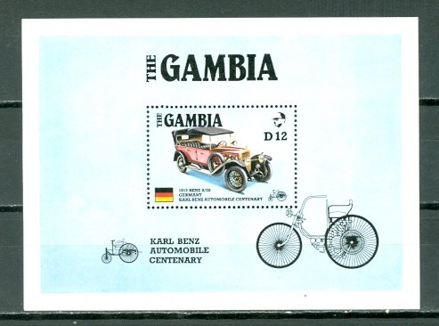 GAMBIA OLD CARS #628  SOUV. SHEET...MNH...$6.50