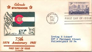 FDC 1951 SC #1001 CW George Cachet - Minturn, Colo - Single - J182