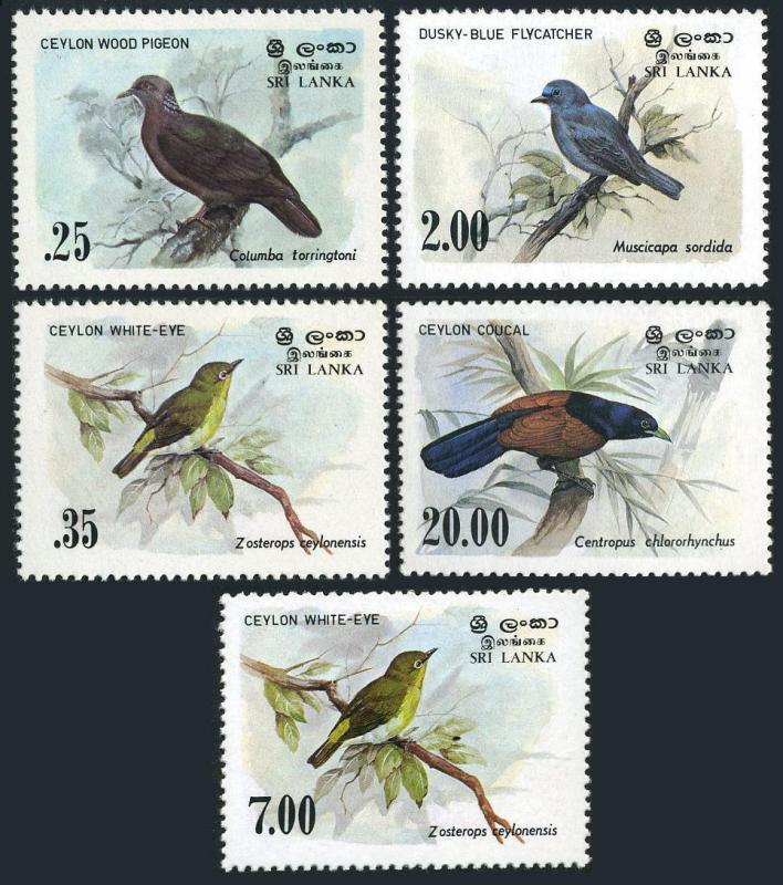 Sri Lanka 691-694,877,MNH.Michel 640-643,840.Birds 1983:Pigeon,Flycatcher,Coucal