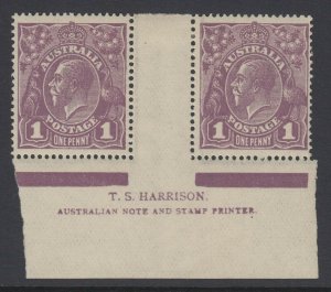 Australia, BW 76(4)z, MHR T.S. Harrison Imprint Pair with RA Joined