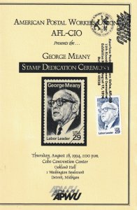 APWU 2nd Day Ceremony Program #2848 C2 George Meany Labor AFL-CIO 1994