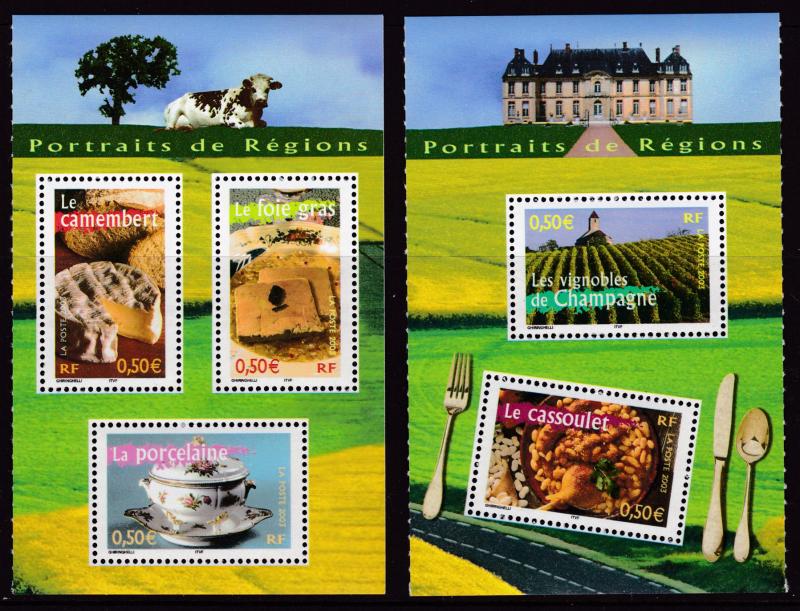 France 2005 Regions  4 Small Sheets with complete 10 Stamps. Post Office Fresh