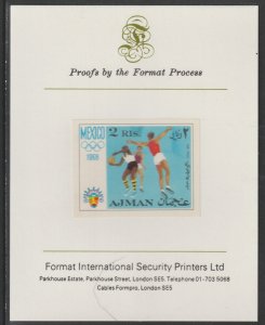 AJMAN 1968 OLYMPICS - BASKETBALL  imperf on FORMAT INT PROOF CARD