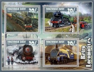 Stamps.Transport. Trains. Locomotives 2022 year 1+1 sheets perf  Tanzania