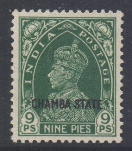 India Chamba State Scott 72 - SG84, 1938 George VI 9p MH*