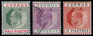 Cyprus Scott 38-39, 45 (1903) Mint/Used H VF, CV $34.25