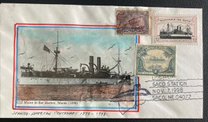 1998 Saco ME USA Paqueboat Hand Made Cover Spanish American War Centenary