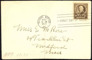 USA Sc# 873 FDC (a) (Tuskegee, MA) 1940 4.7 Booker T. Washington