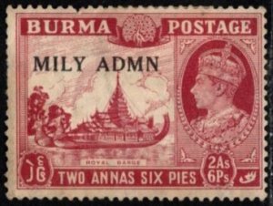 1938-1940 Burma Scott #- 42  2 Annas 6 Pies King George VI Unused